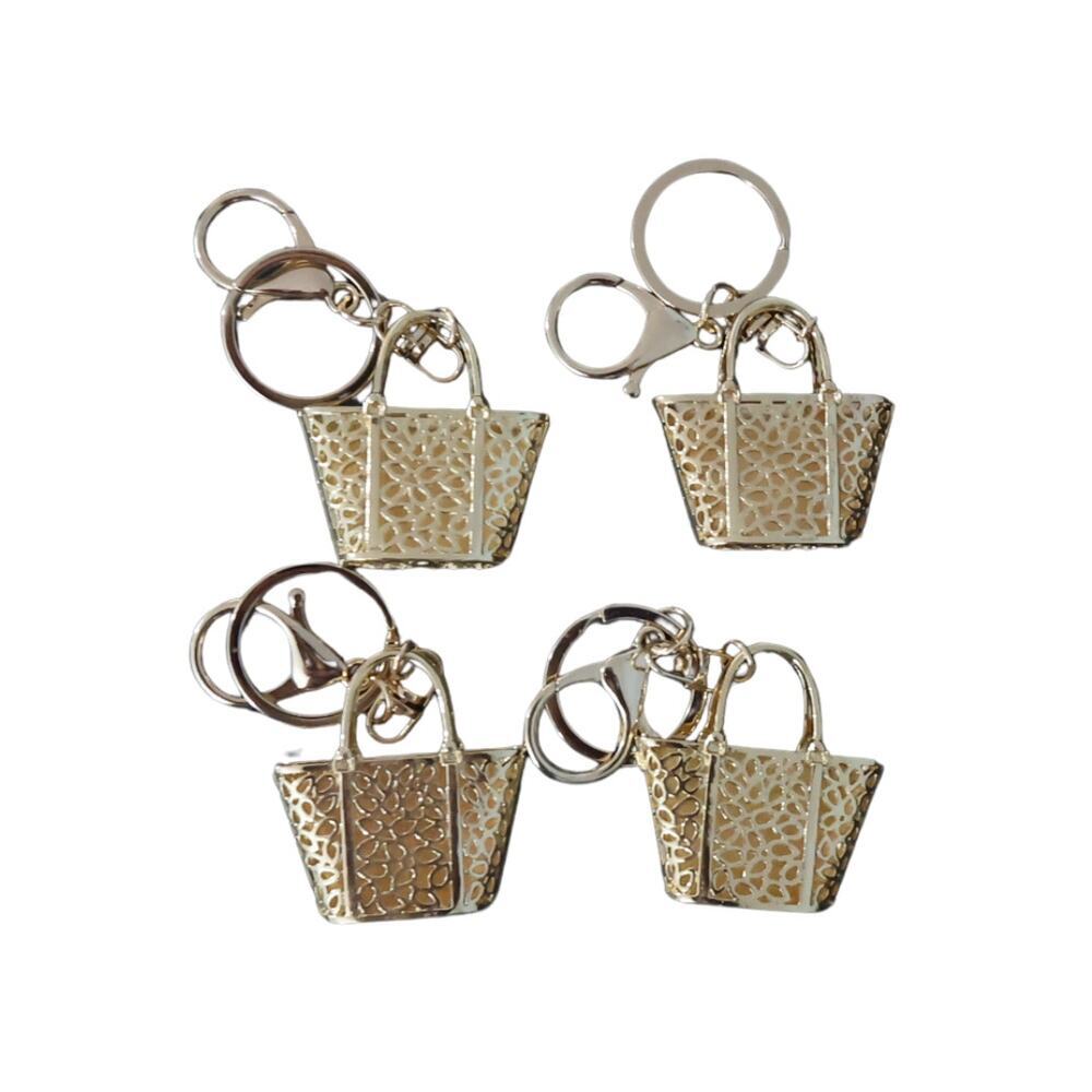 Cheeta Print Gold & Brown Sculptural Handbag Charm Keyring Bow & Rhinestone NWT - Picture 7 of 8